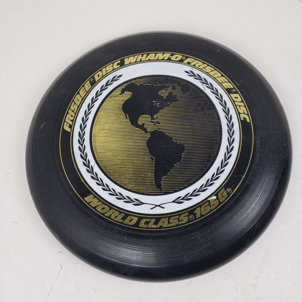 Wham-O World Class 165G Frisbee Disc Black Gold World Map Graphic Flying Disc